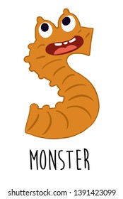 S letter cartoon character cute monster vector illustration