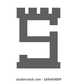 s letter castle shape logo