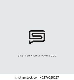 S Letter With Chat Icon Line Logo Template