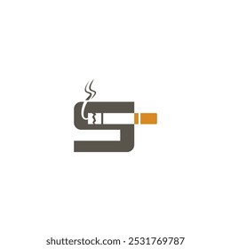 S letter and cigarette smoke combination logo design.