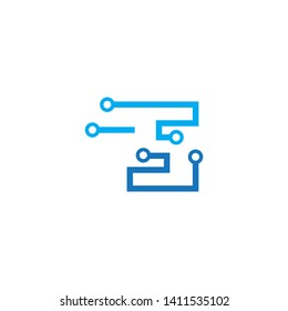 S letter circuit technology logo vector template