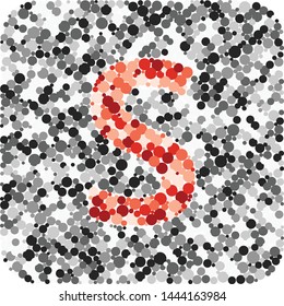 S letter color distributed circles dots illustration