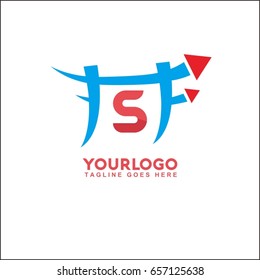 S Letter Colorful media play logo design. Vector arrow with triangle pixel.