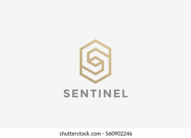 S letter Corporate Business geometric impossible abstract Logo design vector template Linear style.
Hexagon looped infinity shape Logotype concept icon.