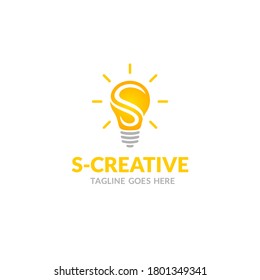 S Letter Creative Logo - Abstract Idea Icon - Bulb and Initial Symbol - Monogram Vector Illustration