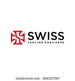 S-Brief mit Design-Vorlage für Cross-Logo