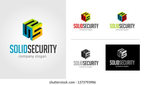 S Letter Cube Logo Template Set