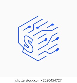 s letter Cube Tech Logo vector icon illustration