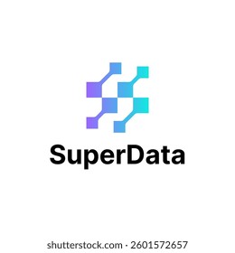 S Letter Data Blockchain Linked Squares Logo Vector Abstract Illustration Icon Design Template Element 