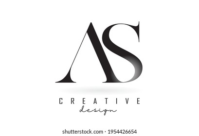 AS a s letter design logo logotype concept with serif font and elegant style. Vector illustration icon with letters A and S.