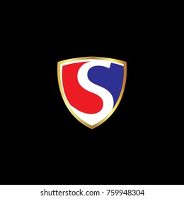 S Letter Design Vector  with gold frame