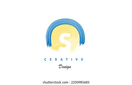S letter design vector with water color brush icon creative modern premium logo on white background