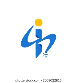 I and S Letter with DNA and Particle Logo Design Vector