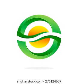 S letter Eco logo, volume icon
