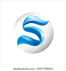 S letter embossed wafy logo design template. Vector illustration