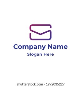 S letter envelope logo design vector template suitable for mobile applications chatting