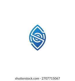 S letter, eye vision security, logo design.