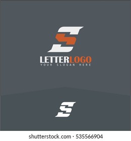 S letter fast speed logo. White and orange automotive logo template. Vector design template elements for your application or corporate identity.