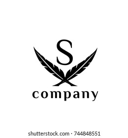 S letter feather vector logo design template