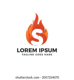 S Letter Fire Logo, Burn, Red, orange, S Logo vector,