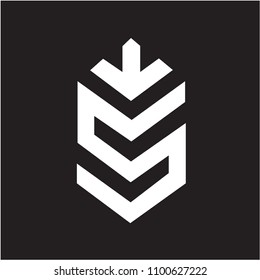 S Letter or Five Letter and Arrow Flat Logo