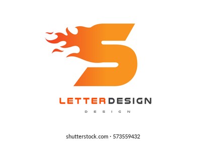 S Letter Flame Logo Design. Fire Logo Lettering Concept Vector.