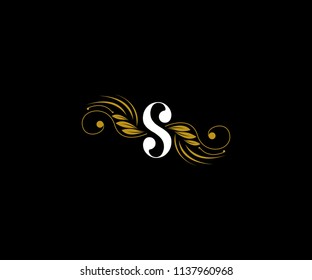 S Letter Floral Elegant Graceful Ornament Logo