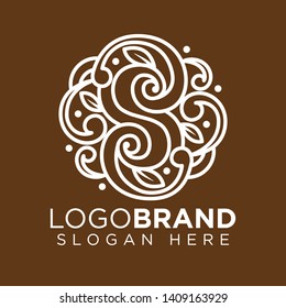 S Letter Floral logo vector