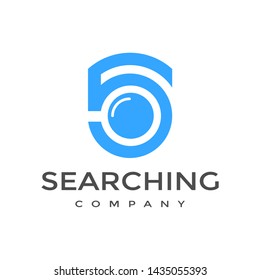 S Letter or font with magnifying glass vector logo template. This alphabet can be used for searching, discovery, find business. 