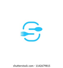 s letter food restaurant fork spoon logo vector icon