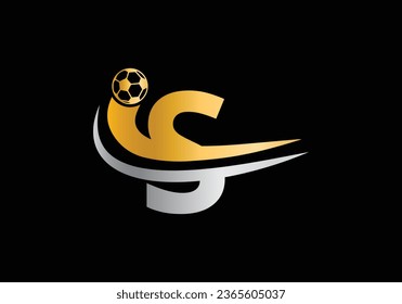 S Letter with Football Sports Logo Template Design. For Football Club Symbol Vector Template