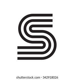 S letter formed by parallel lines. Vector design template elements for your application or corporate identity.