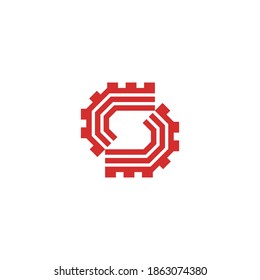 S Letter In Gear Engine Chain, Scrap Metal Recycling Logo Vector Design