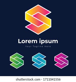 Diseño de vectores con logotipo geométrico de letra S