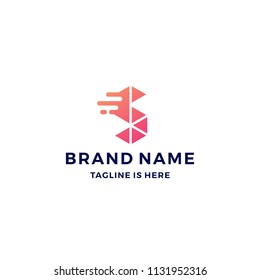 s letter geometric tech logo minimal simple