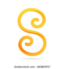 S letter gold or honey flowing vector logo, icon design template element