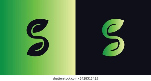 S letter green leaf logo design letter s leaf logo nature logo monogram