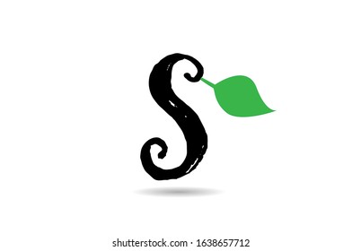 S letter grunge handwritten geen leaf alphabet letter logo icon design template for company business. Suitable for logotype - Shutterstock ID 1638657712