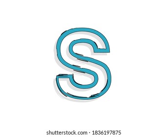 S Buchstabe, handgezeichneter Pinselstrich. Comisches Design. Für Design-Elemente, Logo, Kreativposter usw. Vektorgrafik 
