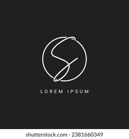 s letter hand written logo monogram with circle vector template.