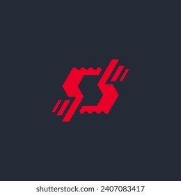 S Letter with Hexagon Gear Steel Metal Logo Design Vector