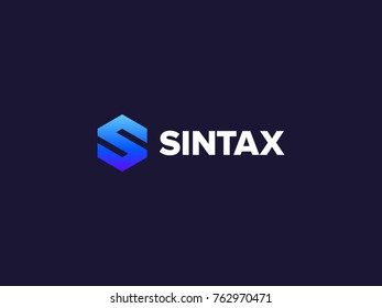 S letter hexagon logo design template. Creative Minimal emblem design template. Universal icon. Premium business Modern gradient sign design logo concept
