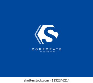 S Letter Hexagon Vector Logo