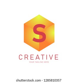 S letter hexagonal pixel logo. Hexagon Logo concept. Creative Minimal design template. Symbol for Corporate Business Identity. Creative Vector element