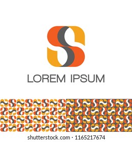 S letter icon design with seamless pattern.