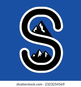 s icono de letra logotipe vector de montaña