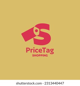 Diseño de la plantilla del logotipo de la etiqueta de precio vectorial de icono de letra S. Comercio al por menor, compras, comercio electrónico, tienda en línea, tienda web, firma comercial