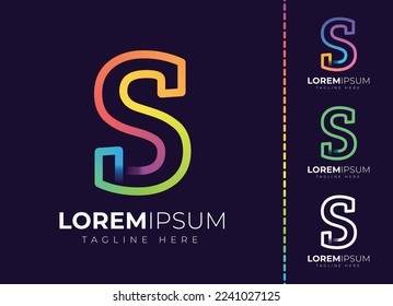 Logo del degradado de color de la letra S. Diseño del logotipo de la letra moderna.