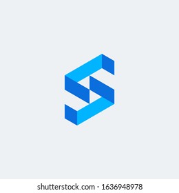 S letter initial Geometric ribbon logo.