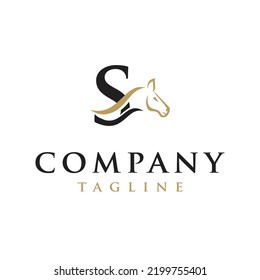 S Letter Initial Horse Ranch Stable Stallion Equestrian Logo Design.  
Horse Design Elegant High End Vector Illustration, Creative Horse Logo Template, 
Modern Logo Creative Unique Icon